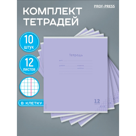 Тетрадь Prof-Press клетка 12 лист. 10 шт.