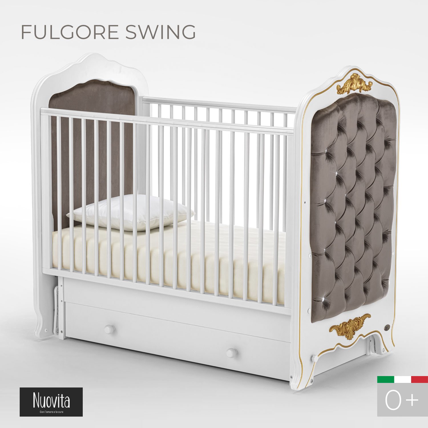 Детская кроватка Nuovita Fulgore swing, поперечный маятник (белый) - фото 1