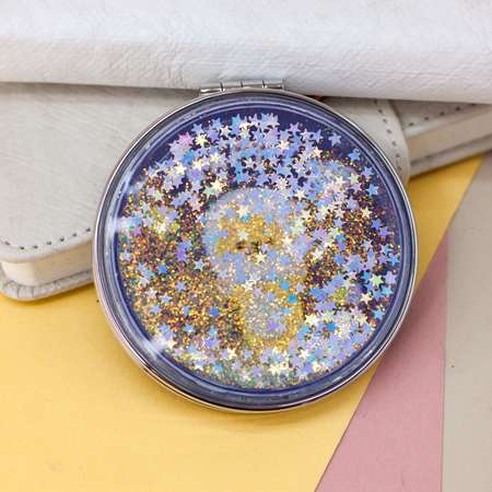 Зеркало карманное iLikeGift Shiba planet black с увеличением