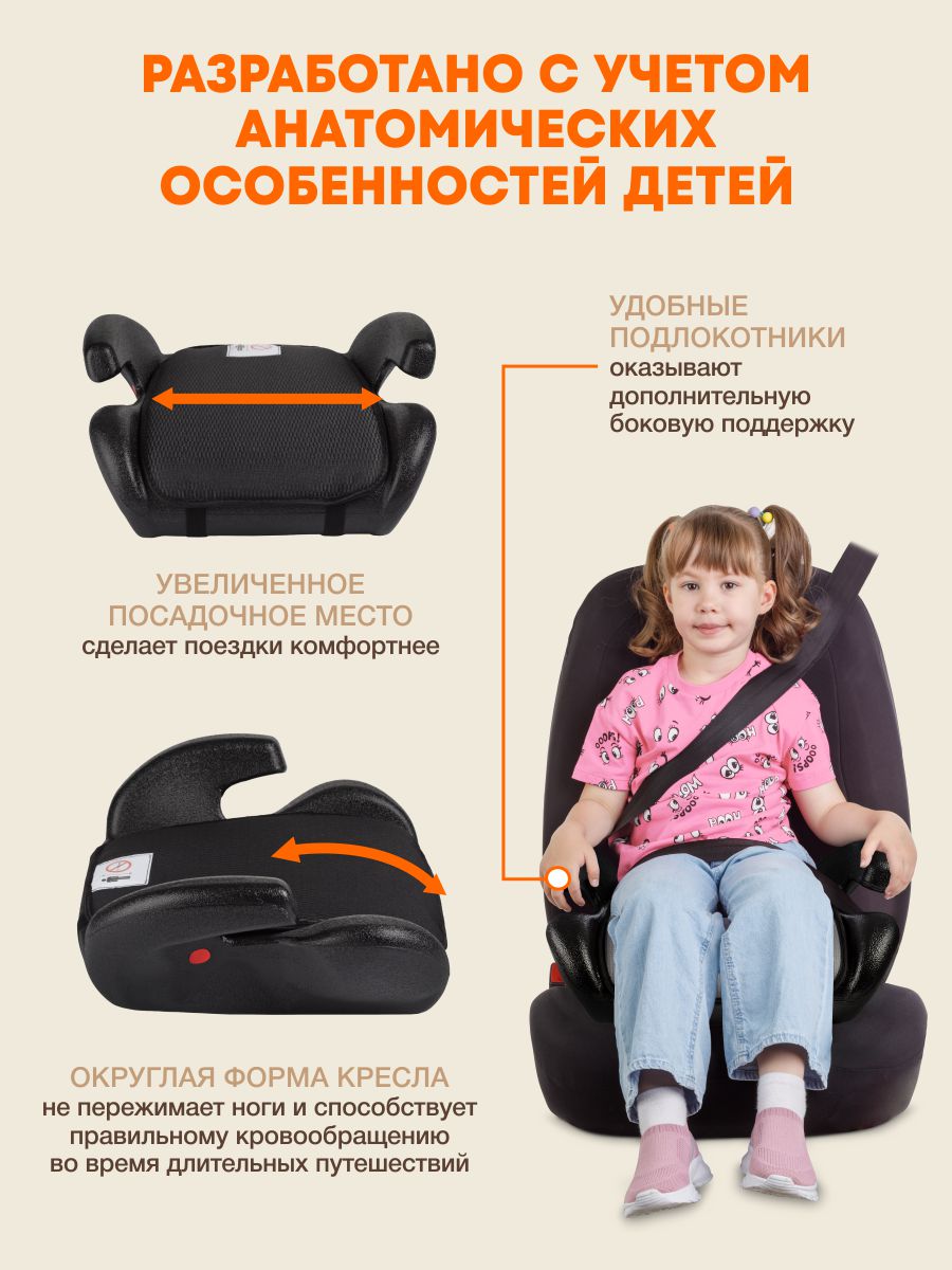 Автокресло ZLATEK Gals 3 (22-36 кг) черный - фото 3