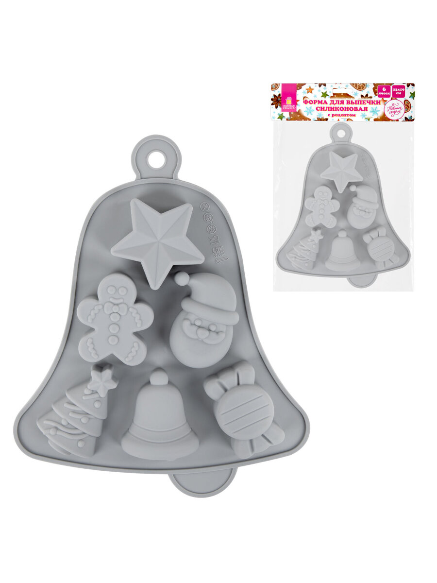 Форма для выпечки Золотая сказка формочки для льда и запекания новогодние силиконовые 6 ячеек - фото 6