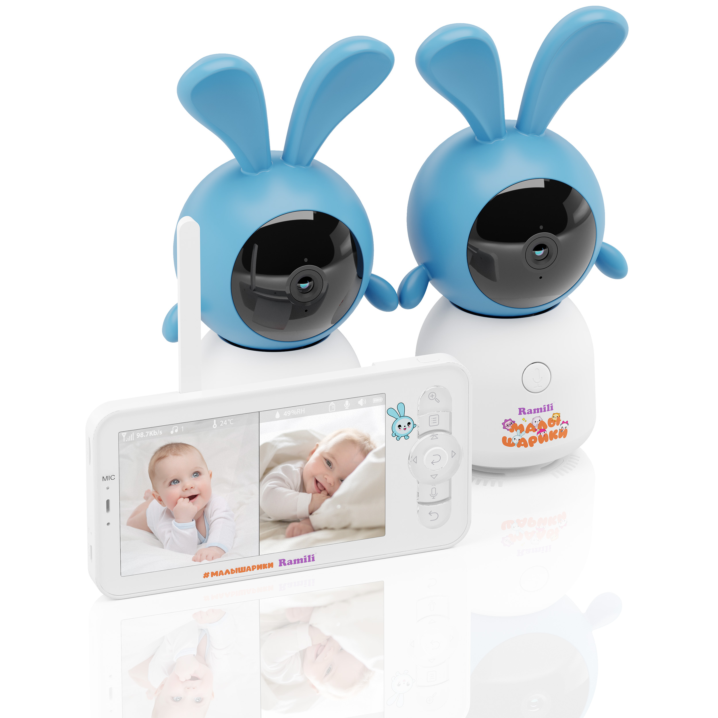 Видеоняня Ramili Baby RV100X2KROSH Крошик, Малышарики, с креплениями - фото 6