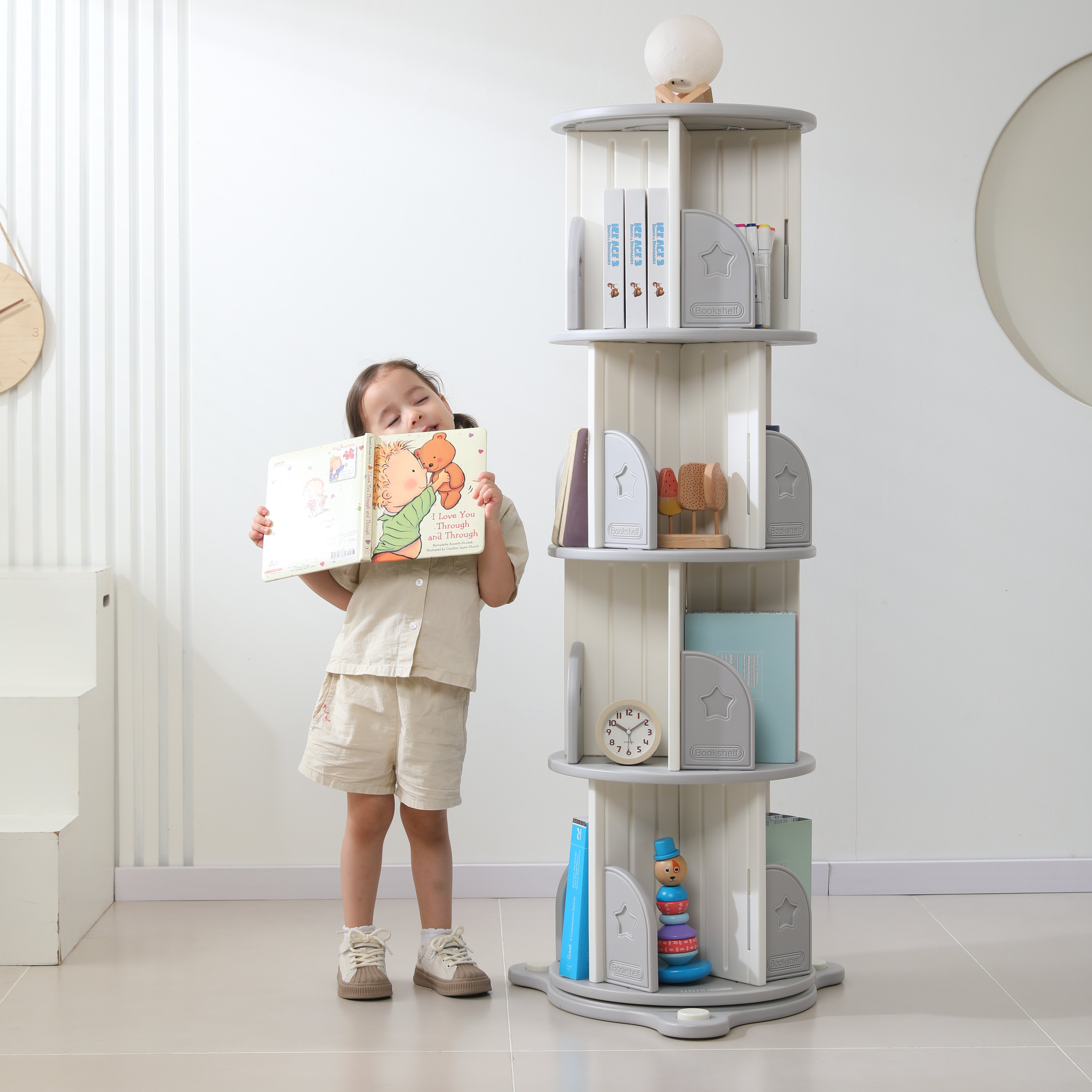 Стеллаж для книг UNIX Kids Star 4 levels Grey - фото 10