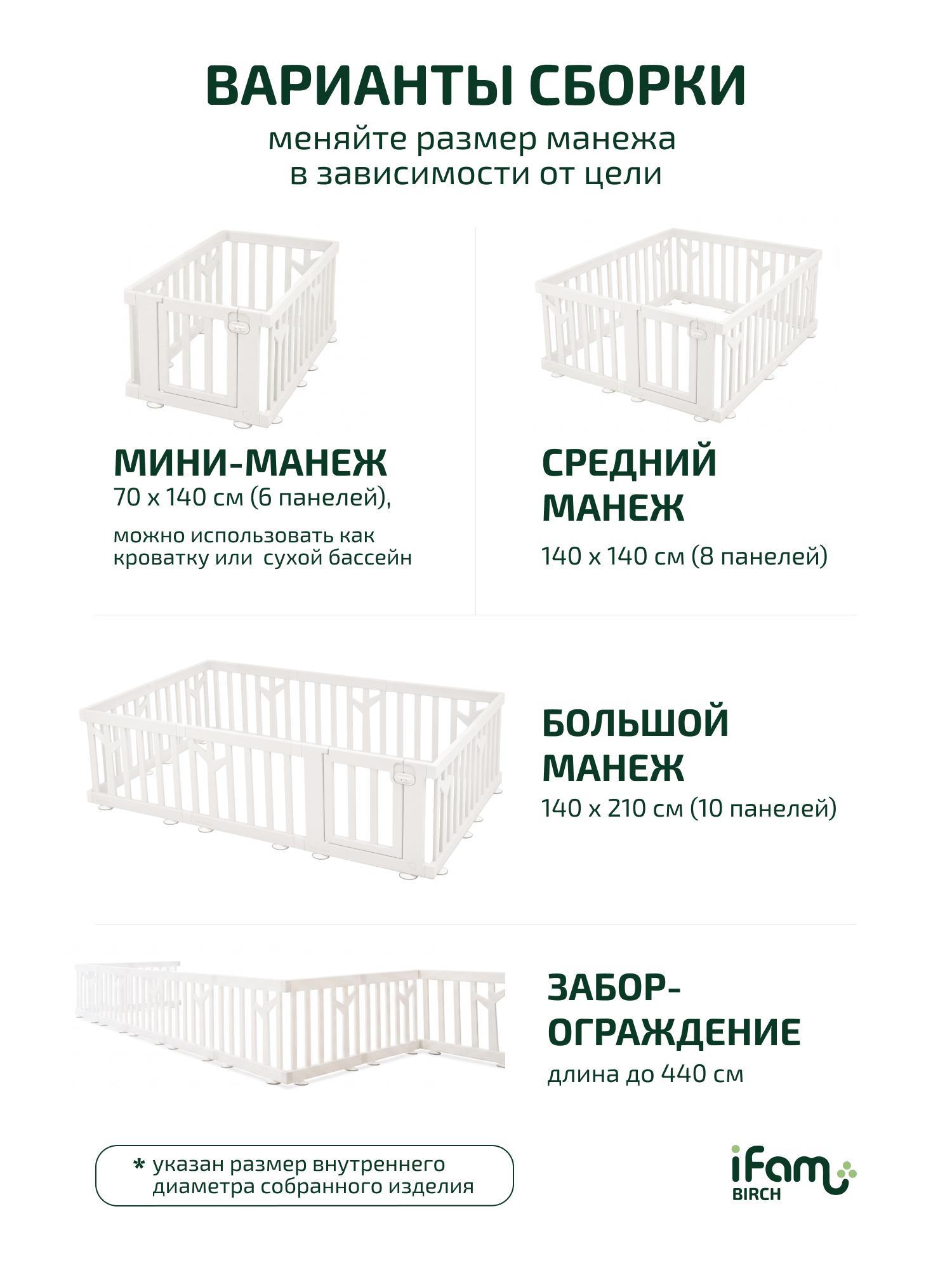 Манеж Ifam Birch белый IF-191-BBR-W10D - фото 5
