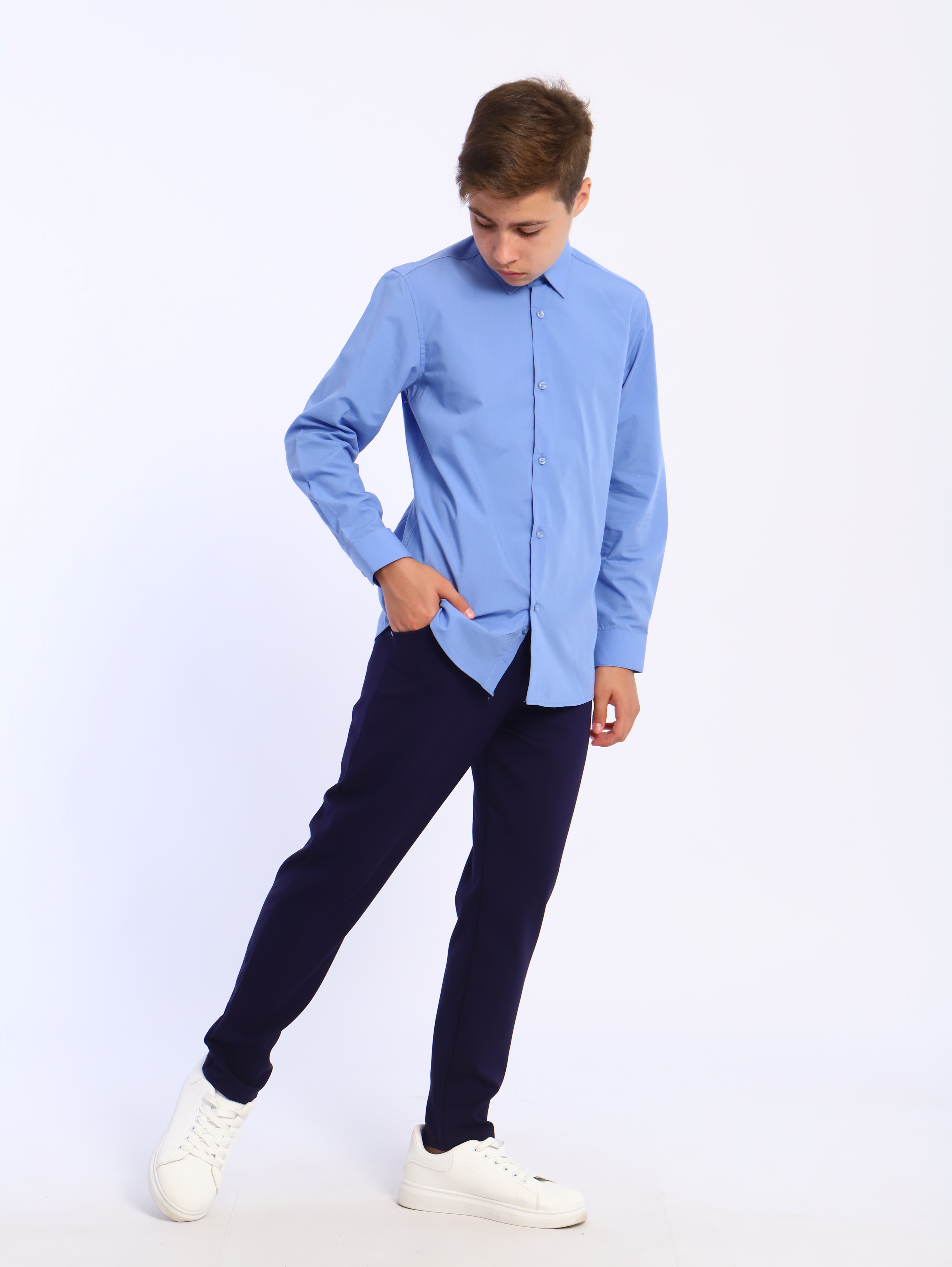 Рубашка ЛАДОШКИ Рубашка Школьник светло-синий - фото 9