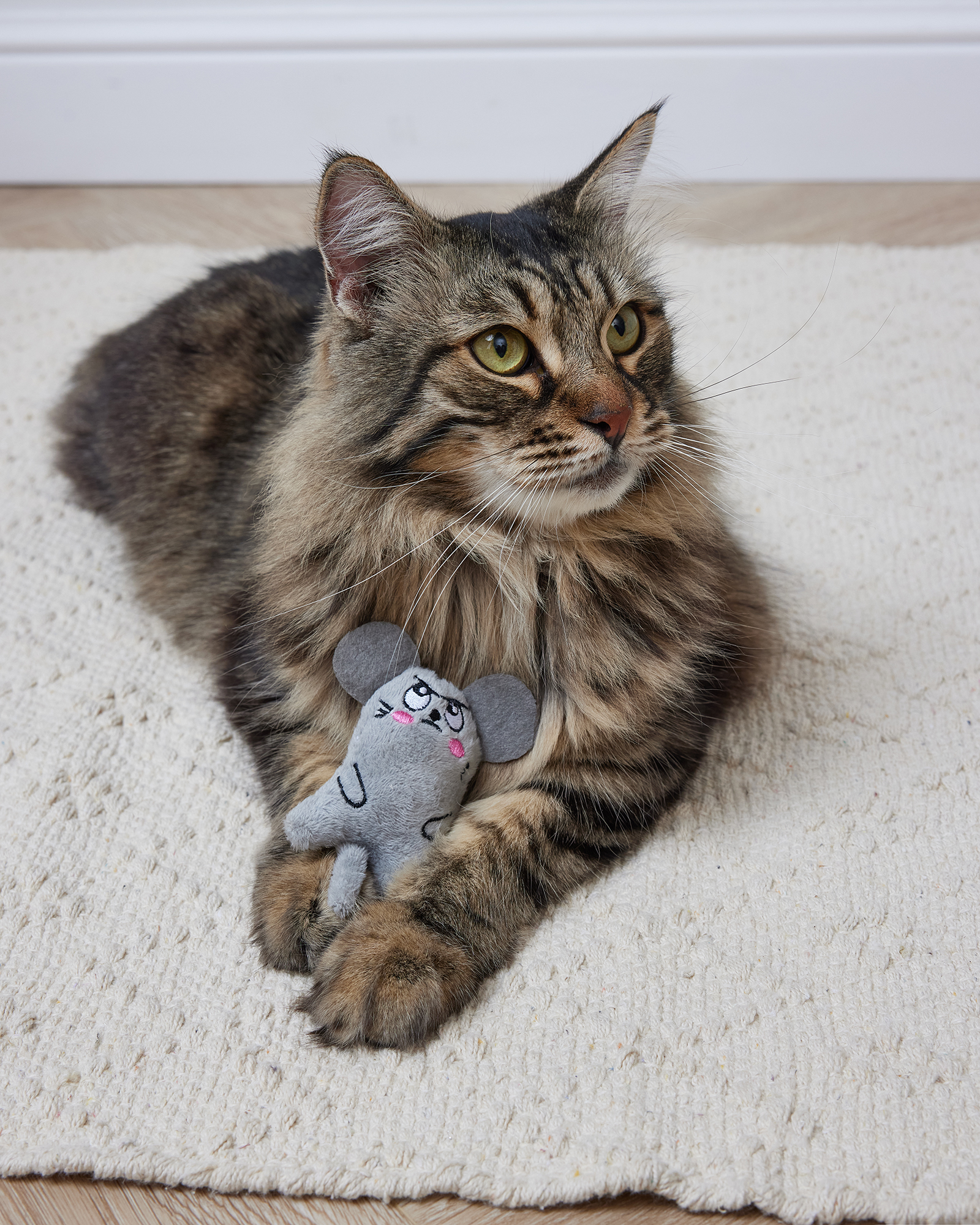 Игрушка для кошек Barbaks Мятная мышь мягкая с кошачьей мятой 12*6*4см Серая - фото 2