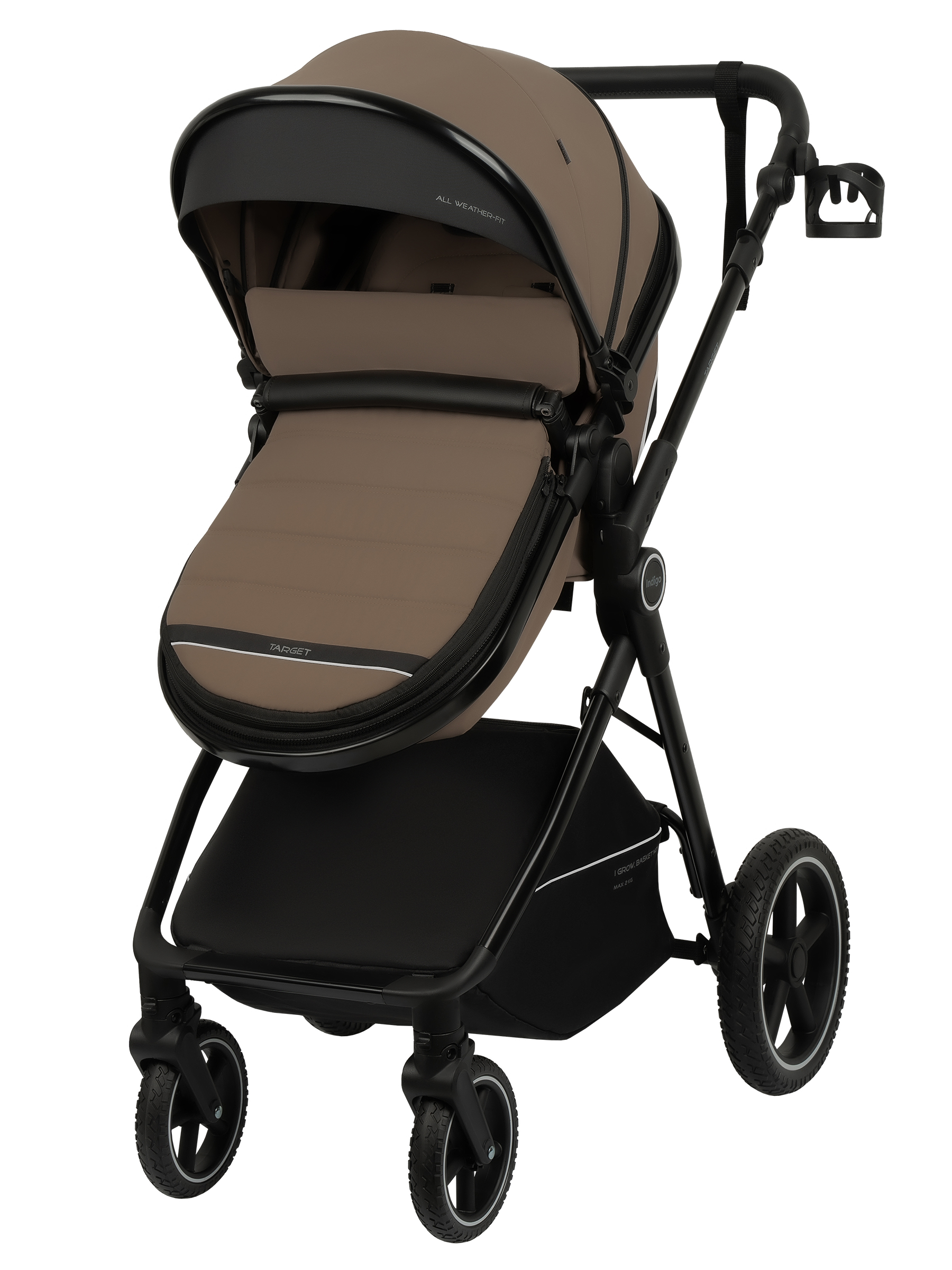 Коляска трансформер Indigo TARGET 3в1 темно-бежевый - фото 25