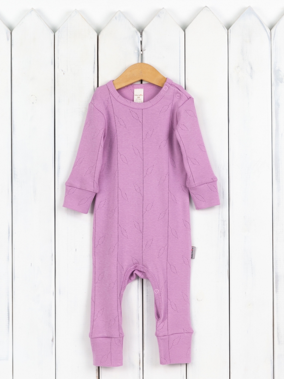 Комбинезон Baby boom К296/7-Р ажурная рибана розово-лиловый - фото 2