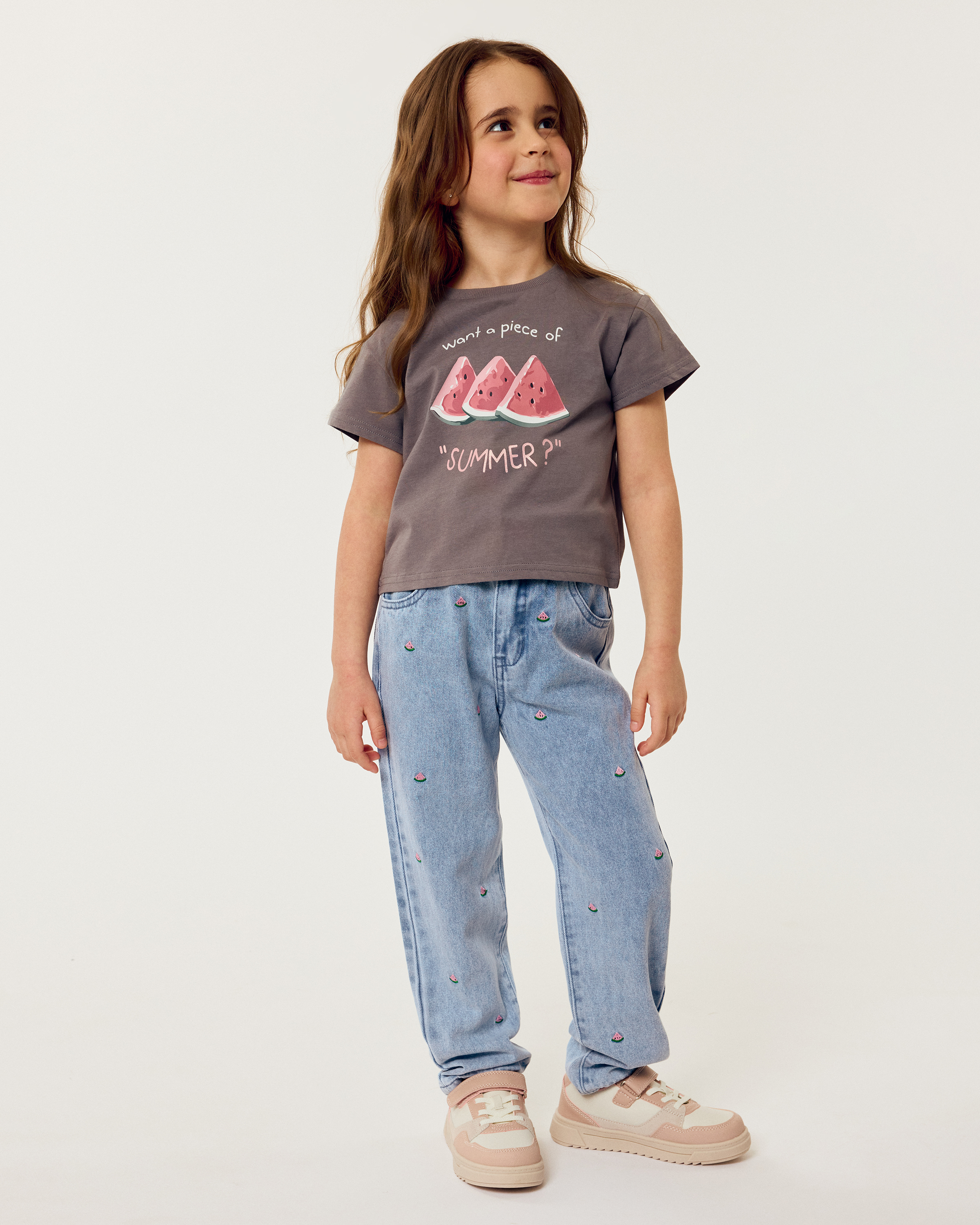 Изображение товара Джинсы для девочки Futurino 98 голубые с вышивкой, зауженные