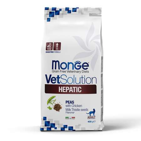 Корм для кошек диетический MONGE VetSolution Cat Hepatic Гепатик при заболеваниях печени 400г