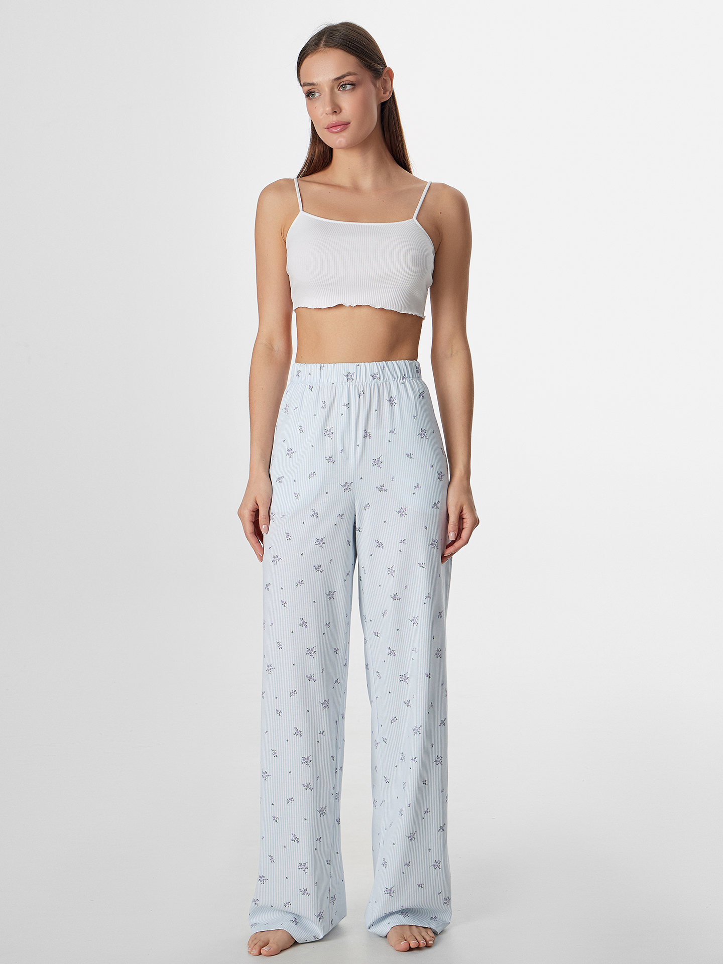 Брюки Mark Formelle (Марк Формэль) 532524-1/цветы на голубой полоске - фото 3