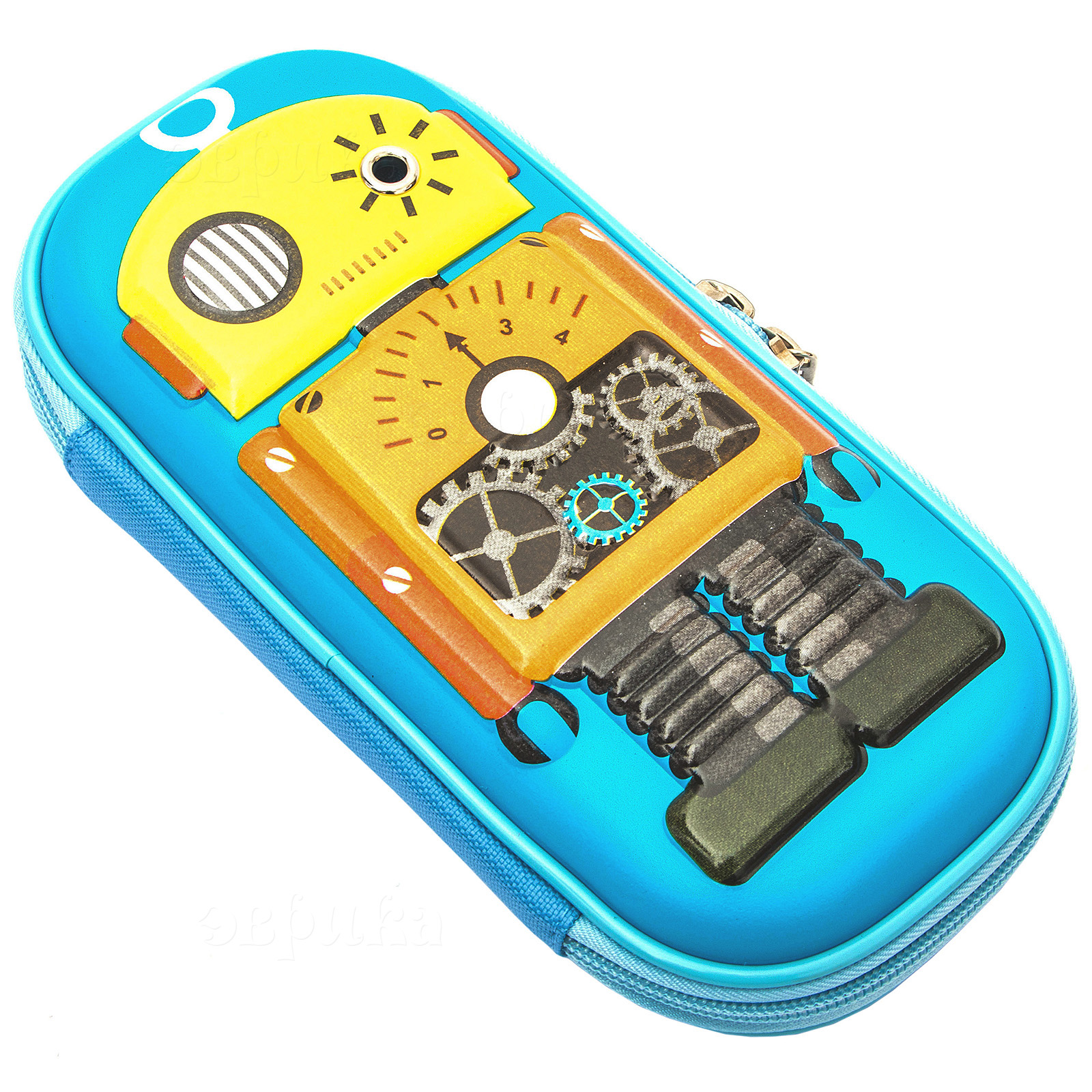 Пенал футляр ЭВРИКА Робот синий - фото 1