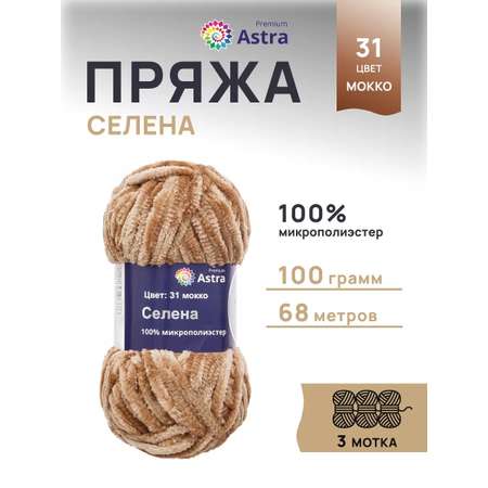 Пряжа для вязания Astra Premium селена мягкая микрополиэстер 100 гр 68 м 31 мокко 3 мотка