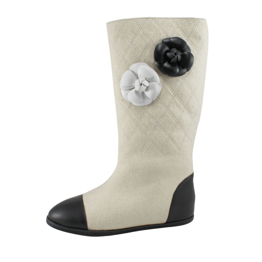 Валенки Europen N192A-99-SV/цветычб EUROPEN Сапоги войлочные для девочки,бежево-черный - фото 1