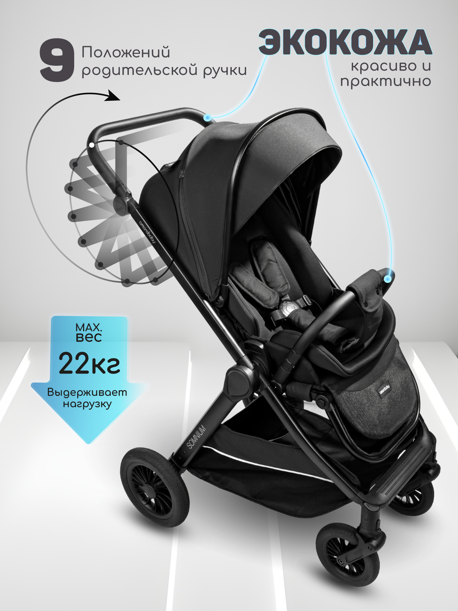Коляска прогулочная Amarobaby Somnium - фото 11