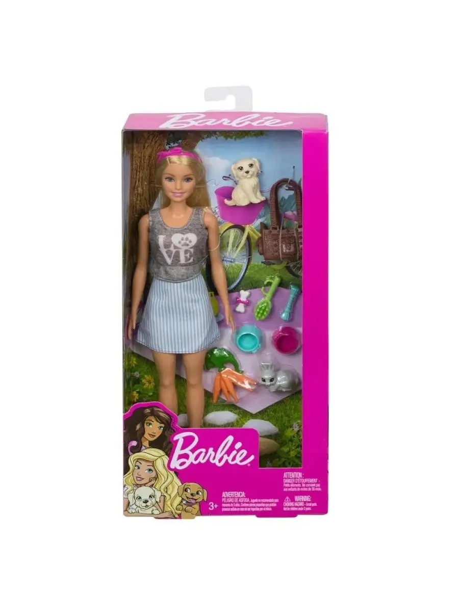 Изображение товара Игровой набор Barbie с куклой и питомцами для девочек 3+