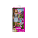 Кукла модельная Barbie Блондинка и питомцы