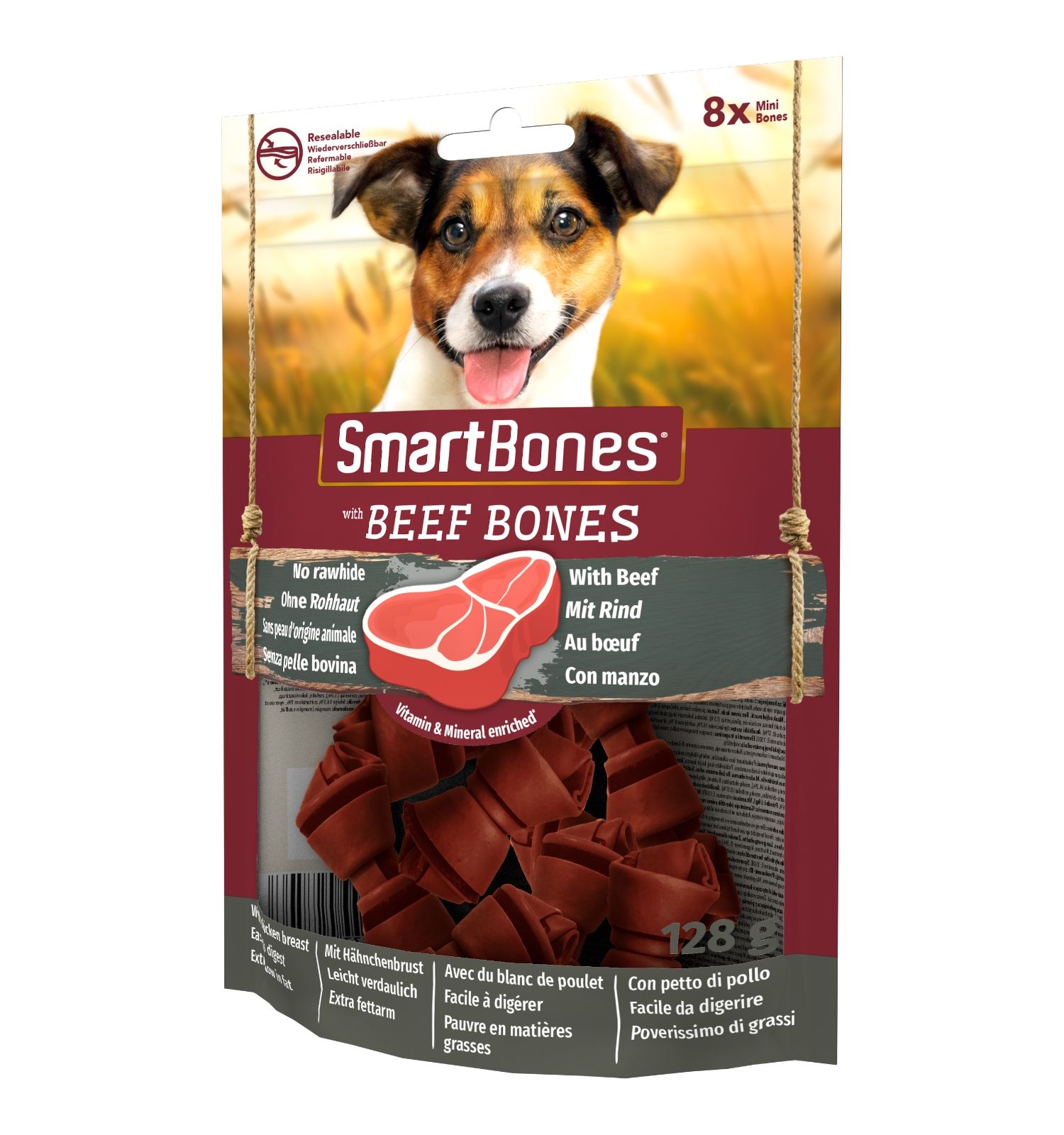 Лакомство для собак косточки Smart Bones с говядиной мини 8шт - фото 2