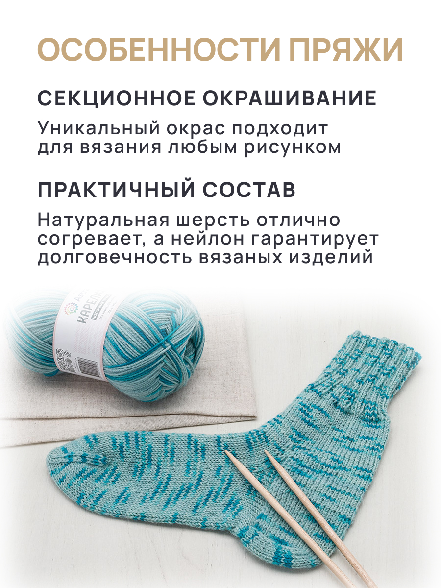 Пряжа для вязания носочная Astra Premium 100г 400м 2шт - фото 4