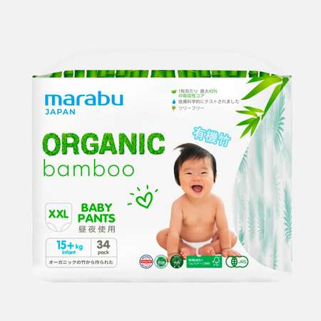 Трусики MARABU Organic bamboo XXL (15+ кг) 34 шт.