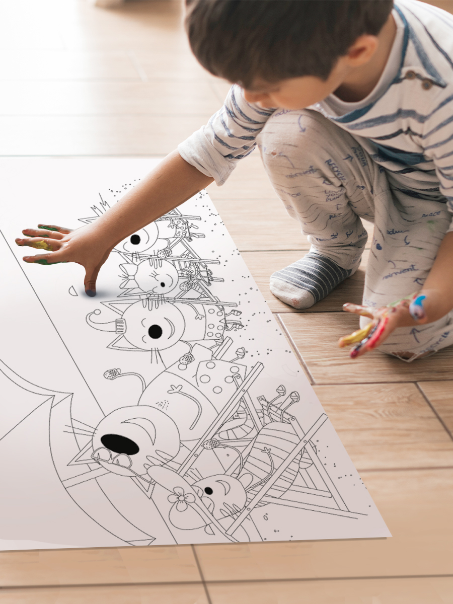 Раскраска Проф-Пресс Макси-постер с наклейками Три кота. 34х48 см - фото 2