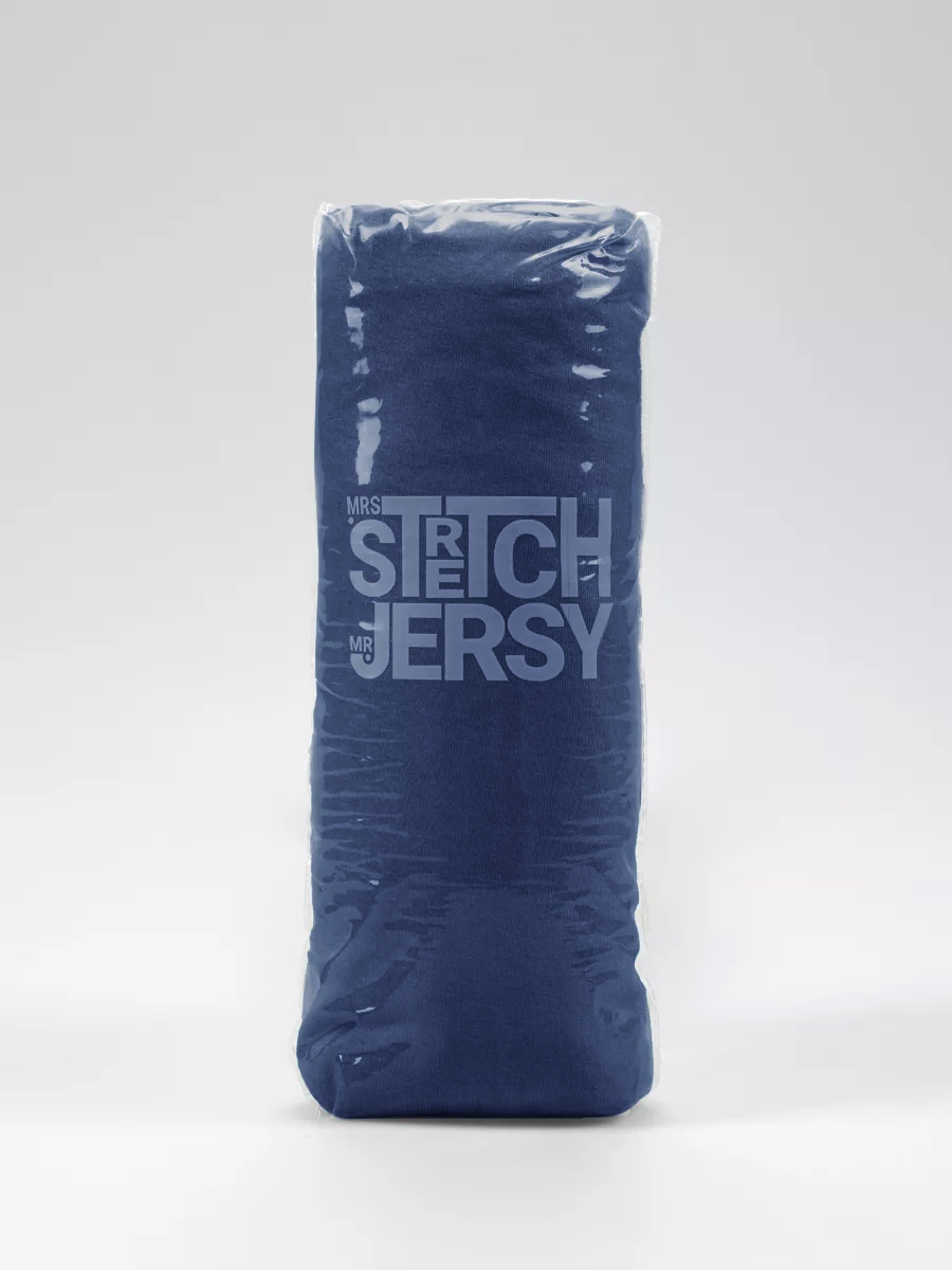 Простыня на резинке 90х200 см Mrs.Stretch Mr.Jersy натяжная трикотажная цвет темно-синий - фото 5
