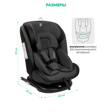 Автокресло Indigo Jovola Fuller сер.-черная кожа Isofix 0+/1/2/3 (0-36 кг) серый