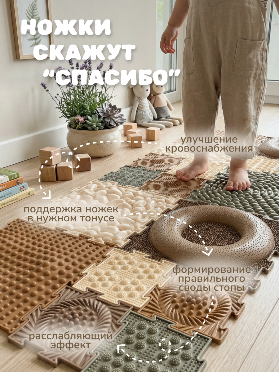 Коврик-пазл ARTSTEP массажный развивающий детский 25 x 141 см - фото 7