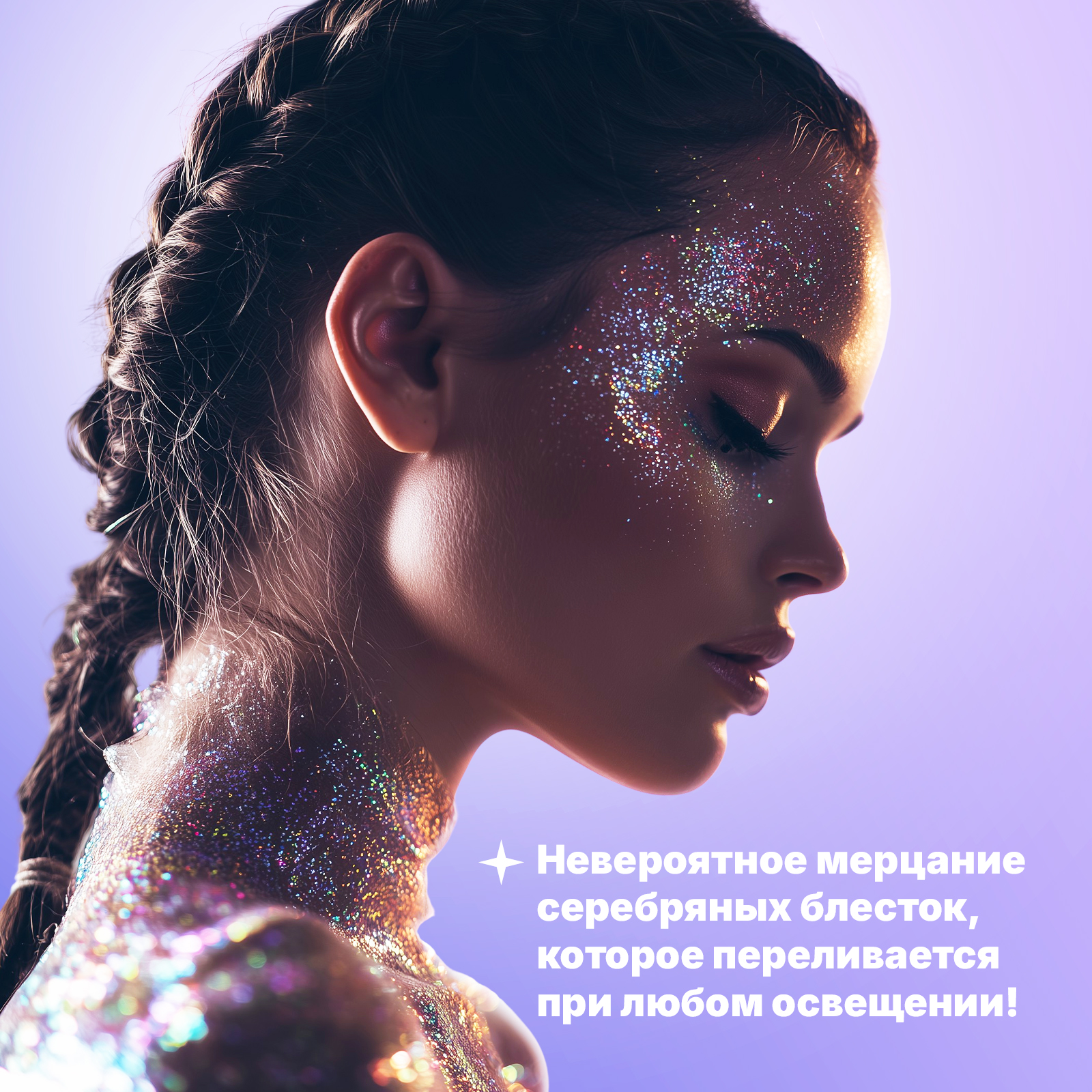 Серебряный глиттер ХОББИЛАБ с блестками для лица тела и волос 30 г - фото 2