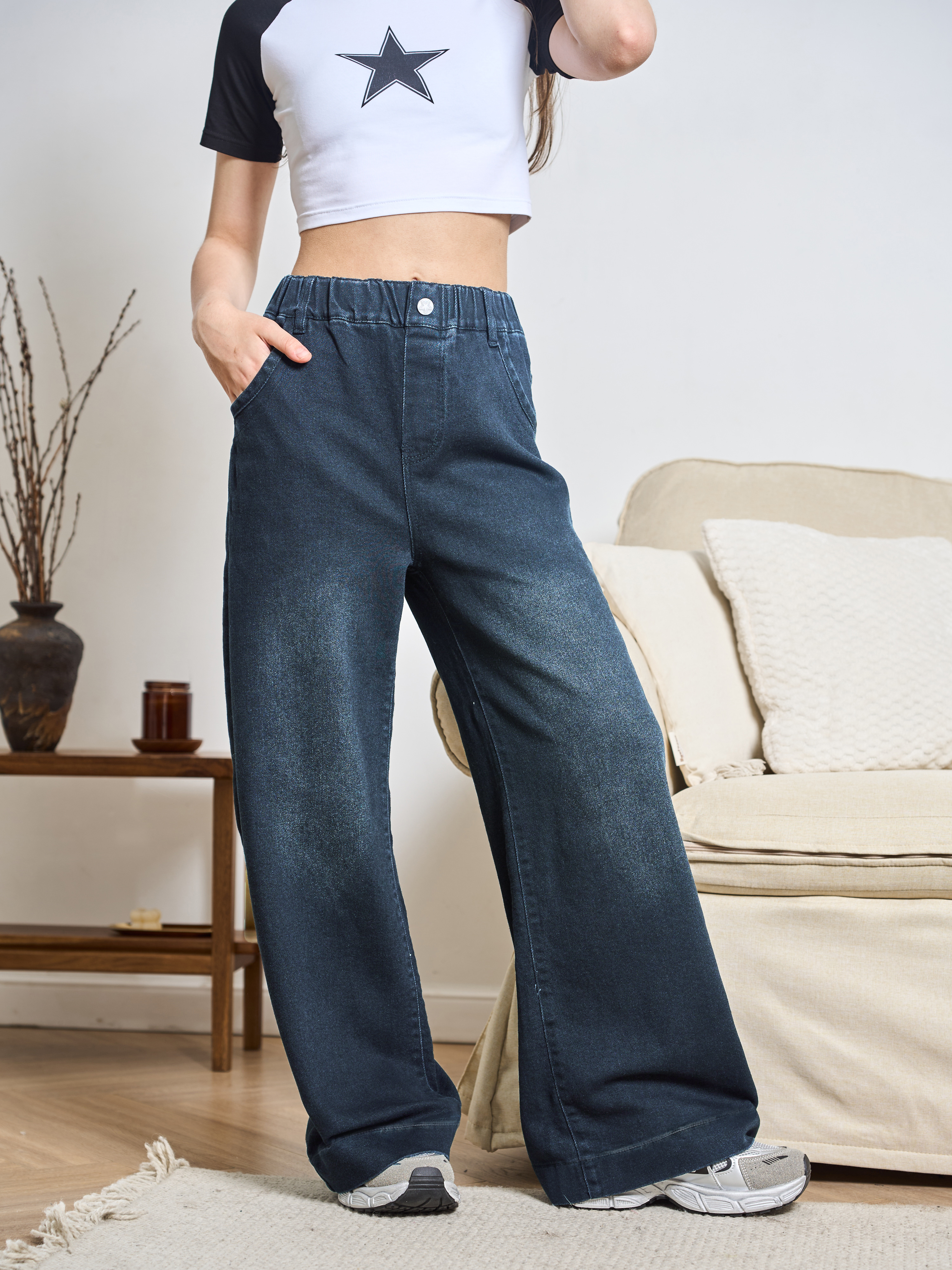 Джинсы-палаццо СИНИЙ МИР WD92203J-G63 - фото 1