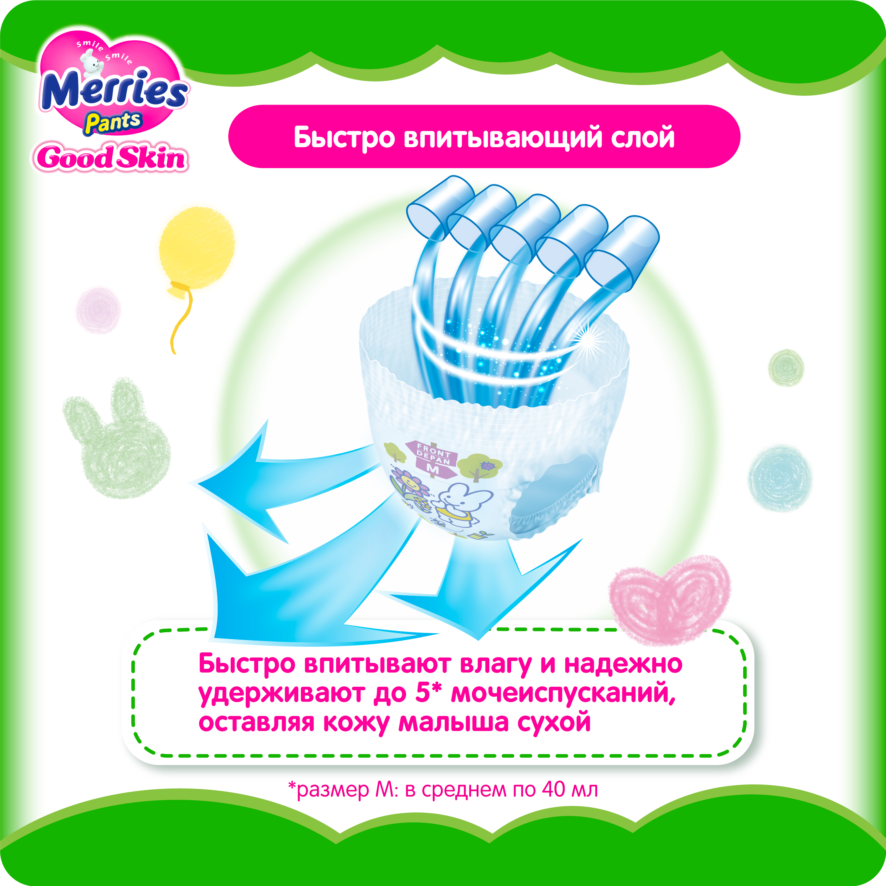 Трусики Merries Good Skin M (7-12 кг) 50 шт. - фото 6