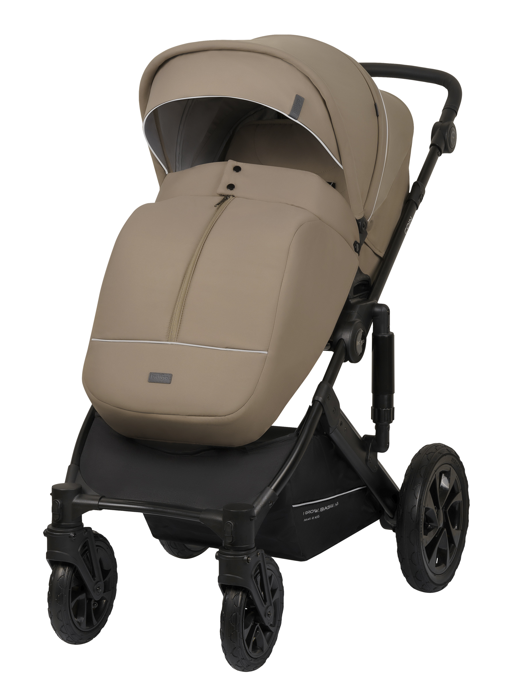 Коляска 2в1 Indigo Coin темно-бежевый - фото 8