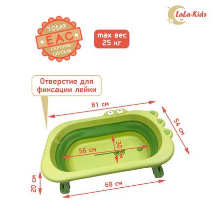 Детская складная ванночка LaLa-Kids для купания новорожденных Крокодил