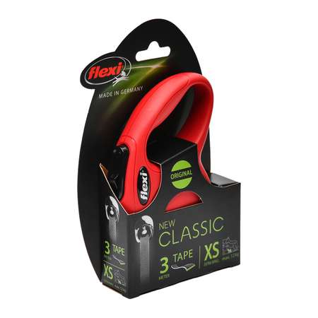 Рулетка Flexi New Classic XS лента 3 м до 12 кг Красная
