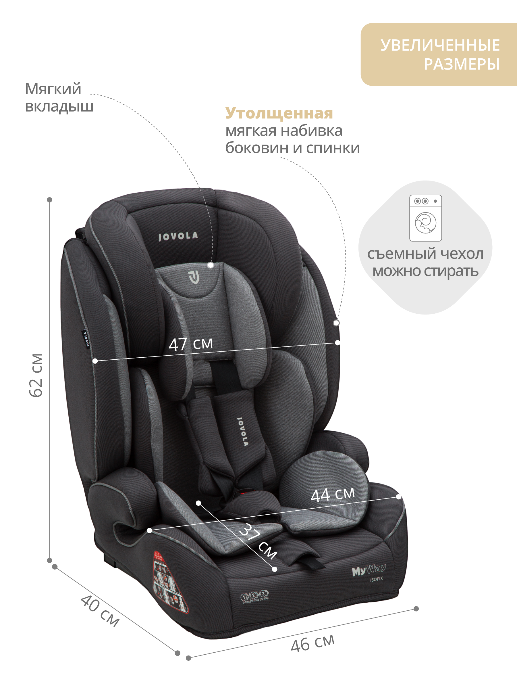 Автокресло JOVOLA MyWay Isofix 1/2/3 (9-36 кг) - фото 3