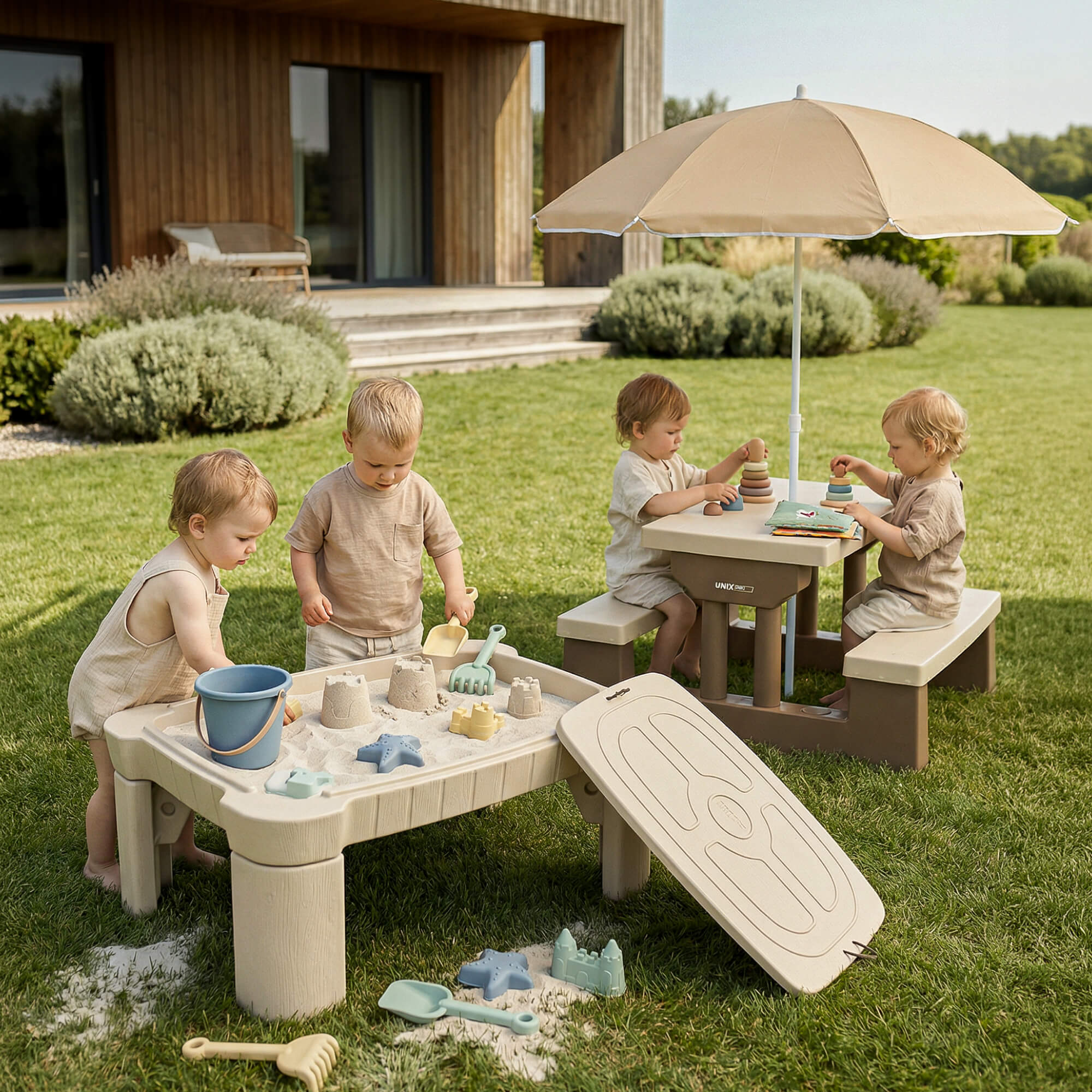 Песочница - столик детская UNIX Kids для игр с песком и водой 96х66х40,5 см - фото 15