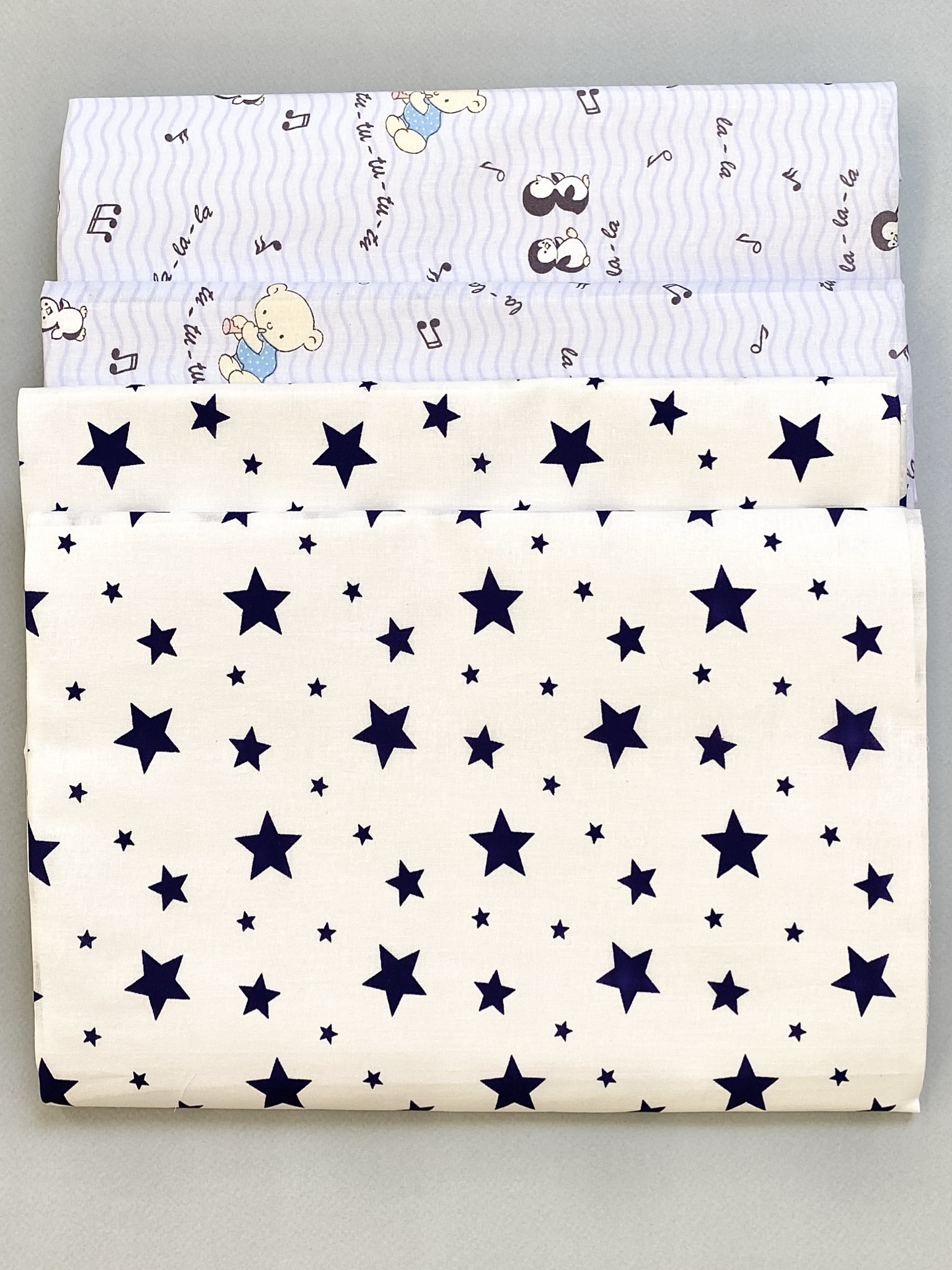 Пелёнка Делоникс Звезды + Голубые Нотки ситец 90х120 см 4 шт. - фото 4