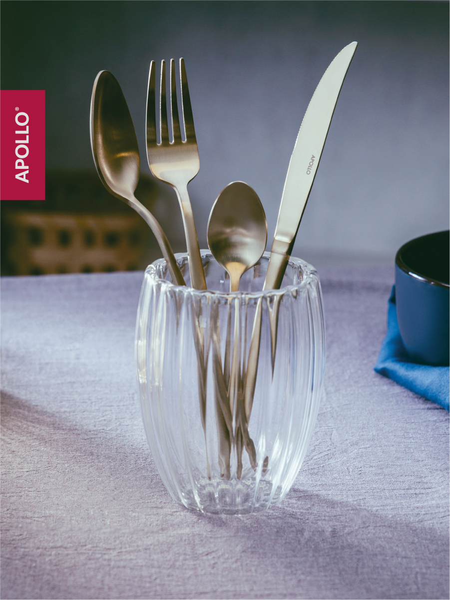 Набор столовых приборов APOLLO 16 предметов, шампань, матовые - фото 4