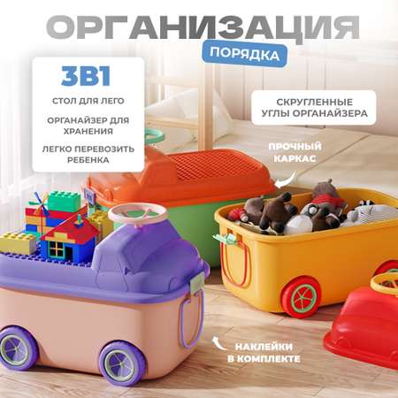 Ящик для хранения игрушек Solmax контейнер на колесиках 54х41.5х38 см голубой