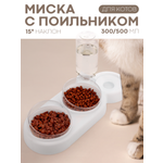 Миска для кошек и собак КАРТОФАН КАРТОФАН двойная с поильником на подставке