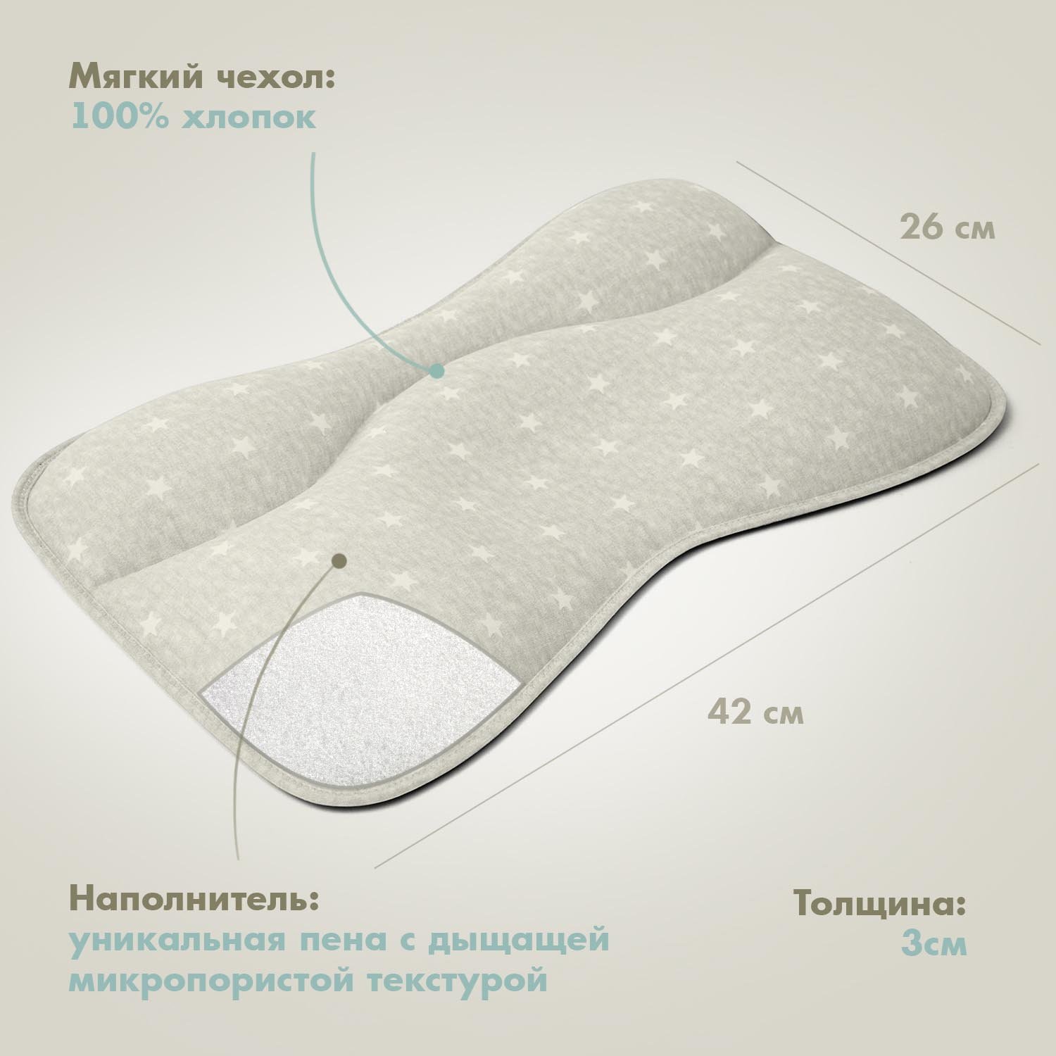 Подушка анатомическая Nuovita 26 x 42 см 1 шт. - фото 5