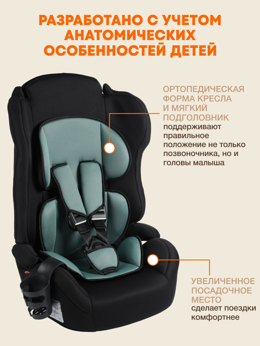 Автокресло ZLATEK Atlantic lux 1/2/3 (9-36 кг) зеленый - фото 4