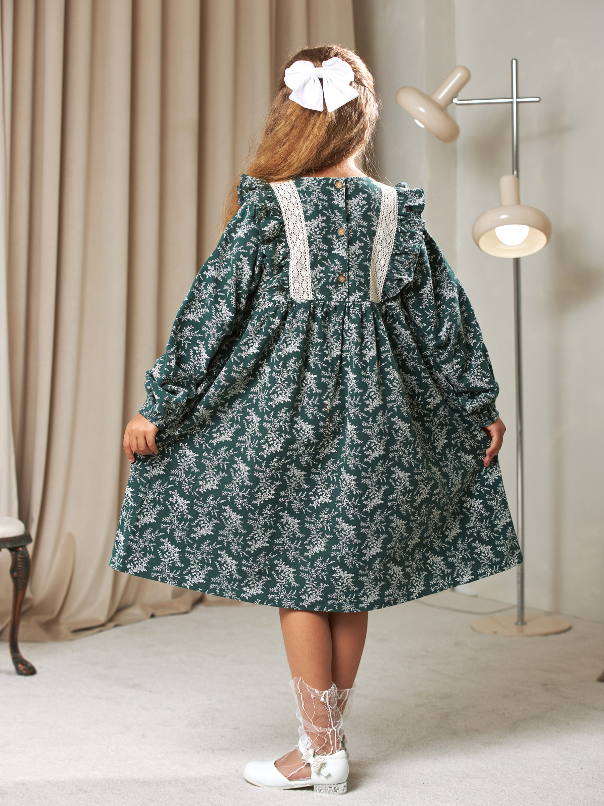 Платье MOUN платье_фланель/кружево_изумрудн - фото 5