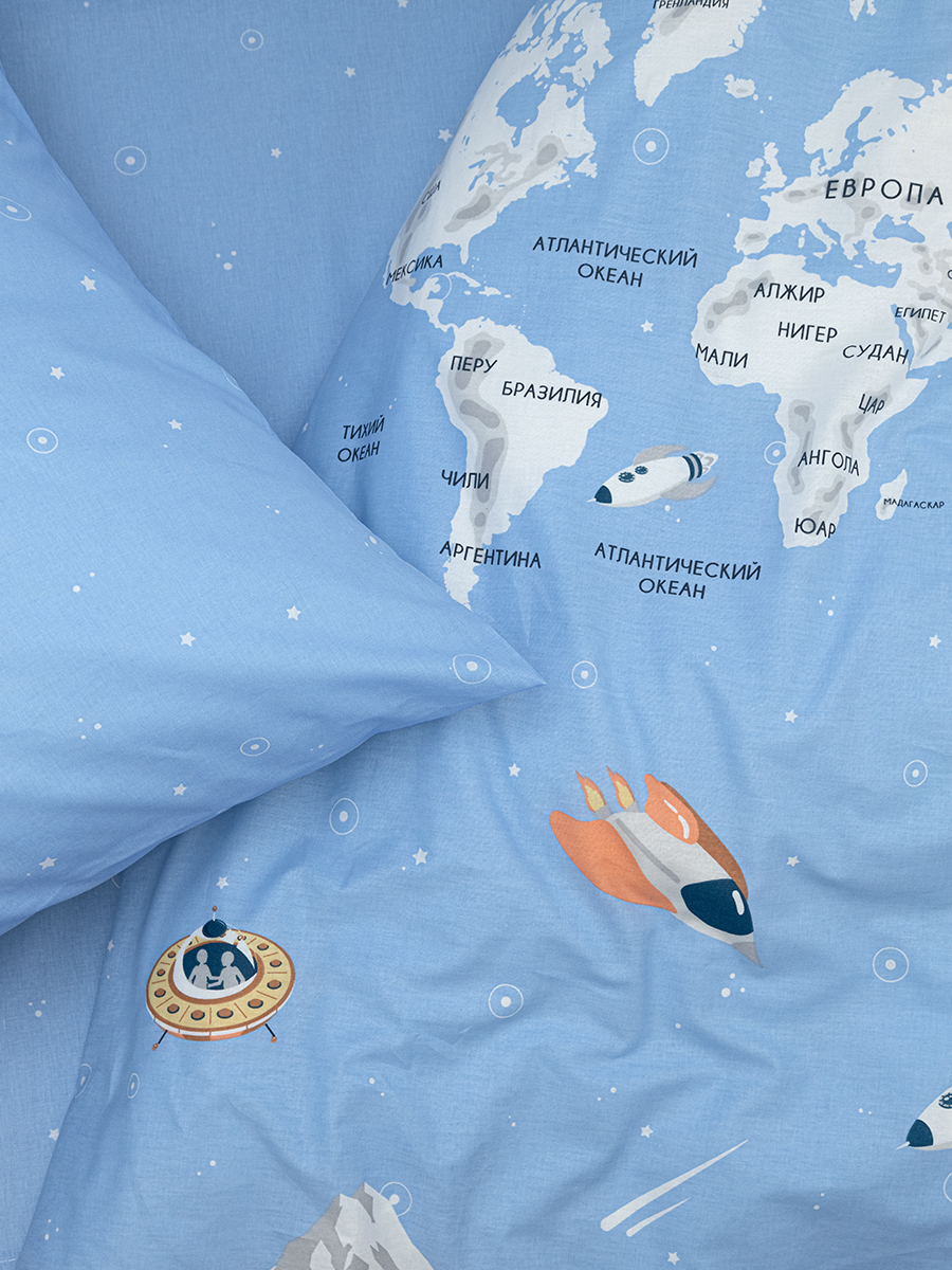 Комплект постельного белья BRAVO kids dreams Maps полутораспальный 3 предм. - фото 6