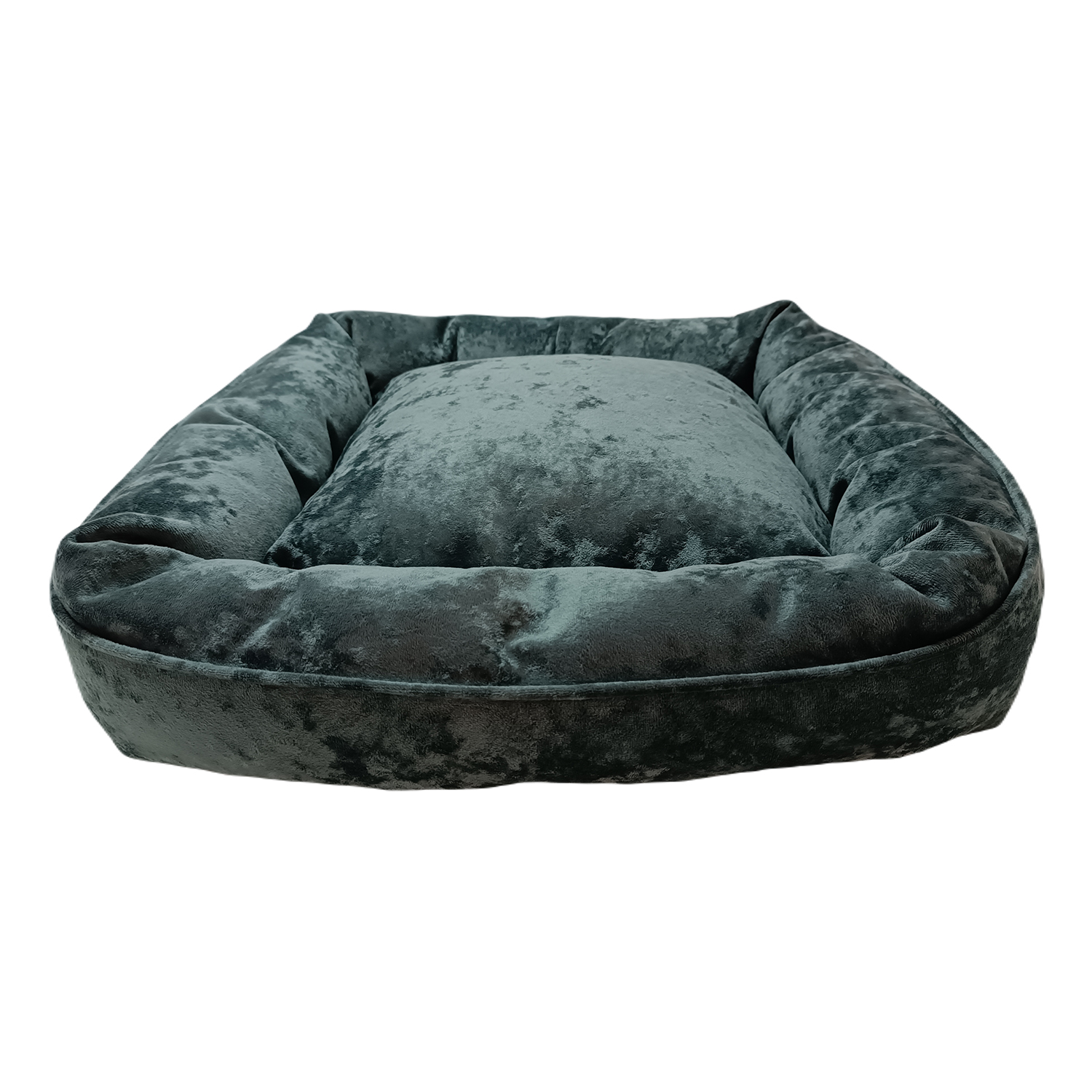 Лежанка для животных Homepet Plush квадрат 50*45*15см Темно-зеленый - фото 1