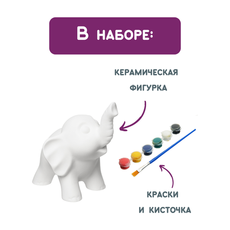 Набор для творчества Раскрась и подари Слоник роспись красками