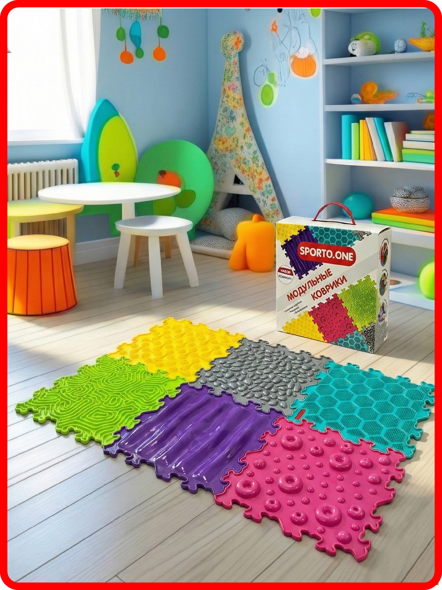 Изображение товара Коврик-пазл SPORTO.ONE Комфорт 50x75 см 6 элементов универсальный развивающий