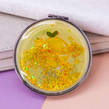 Зеркало карманное iLikeGift Fuit lemon yellow с увеличением