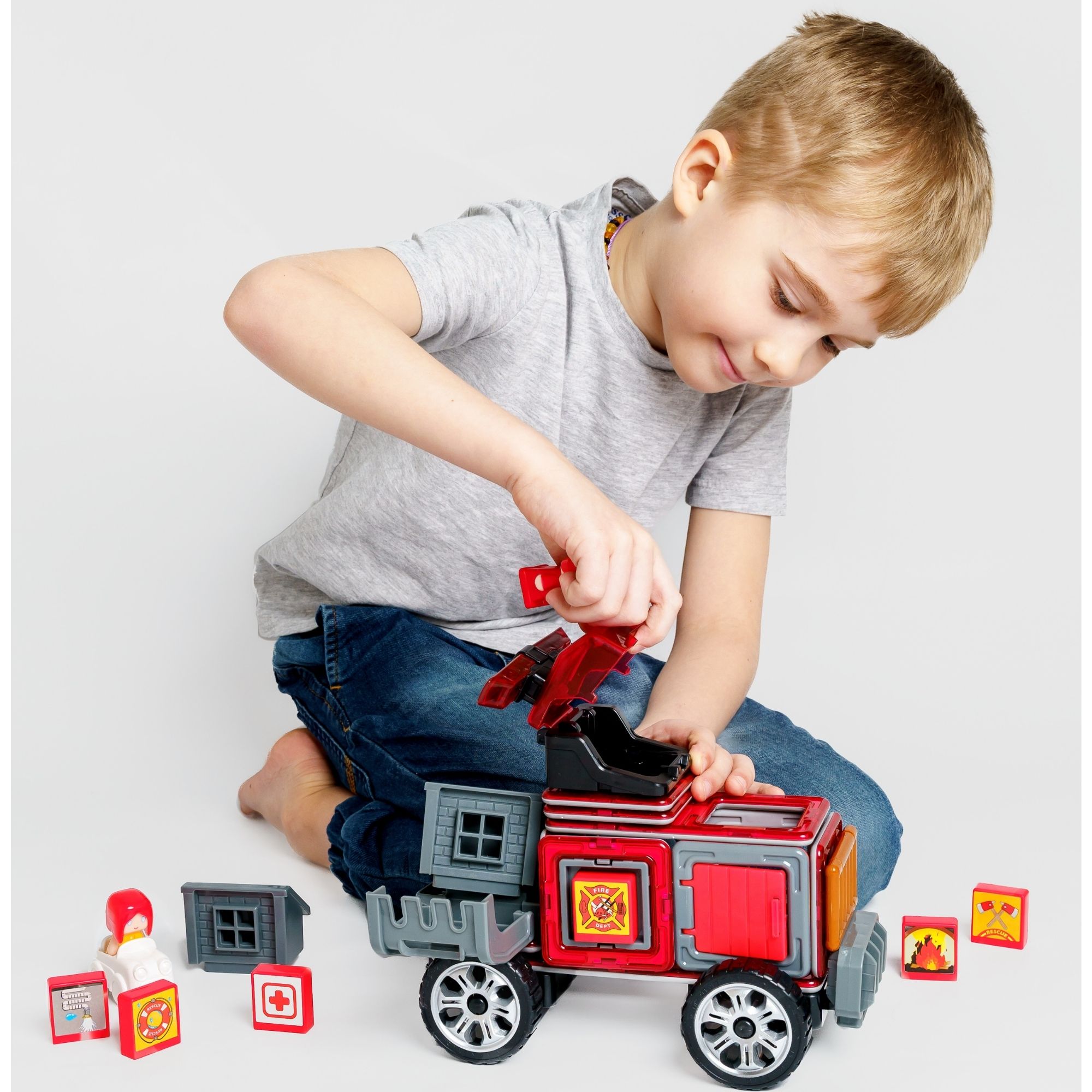 Конструктор Крибли Бу Пожарная машина магнитный - фото 2