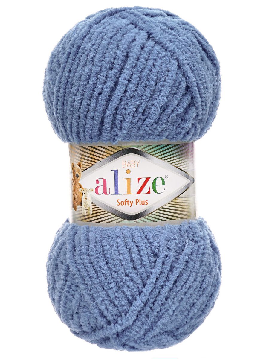 Пряжа для вязания Alize softy plus 100 г 120 м микрополиэстер мягкая плюшевая 374 джинс 5 мотков - фото 4